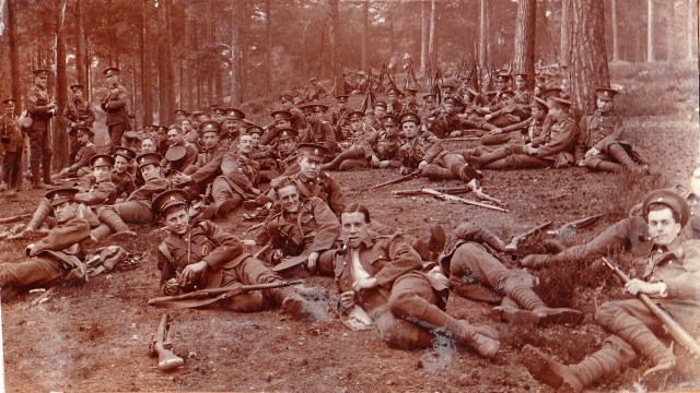Members of the Artists Rifles on Salisbury Plain, 1914 Salisbury Plain Resting 1914. Photo credit Artists Rifles Association